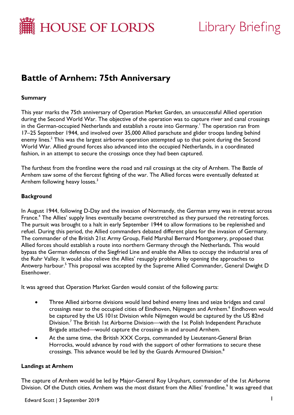 Battle of Arnhem: 75Th Anniversary