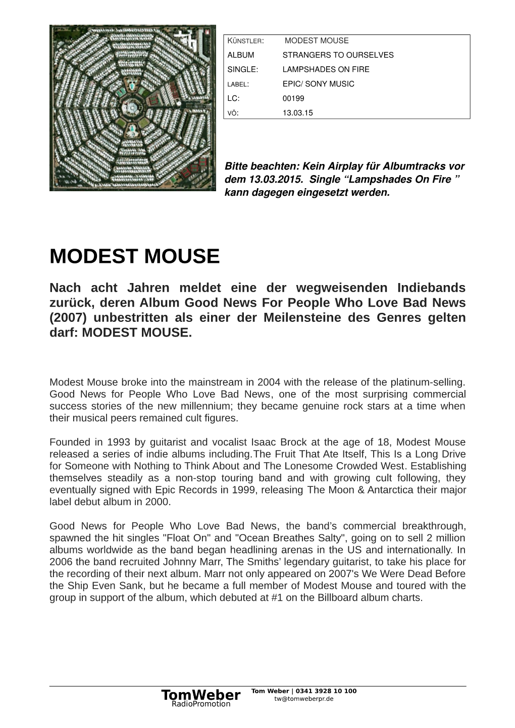 Modest Mouse Album Strangers to Ourselves Single: Lampshades on Fire