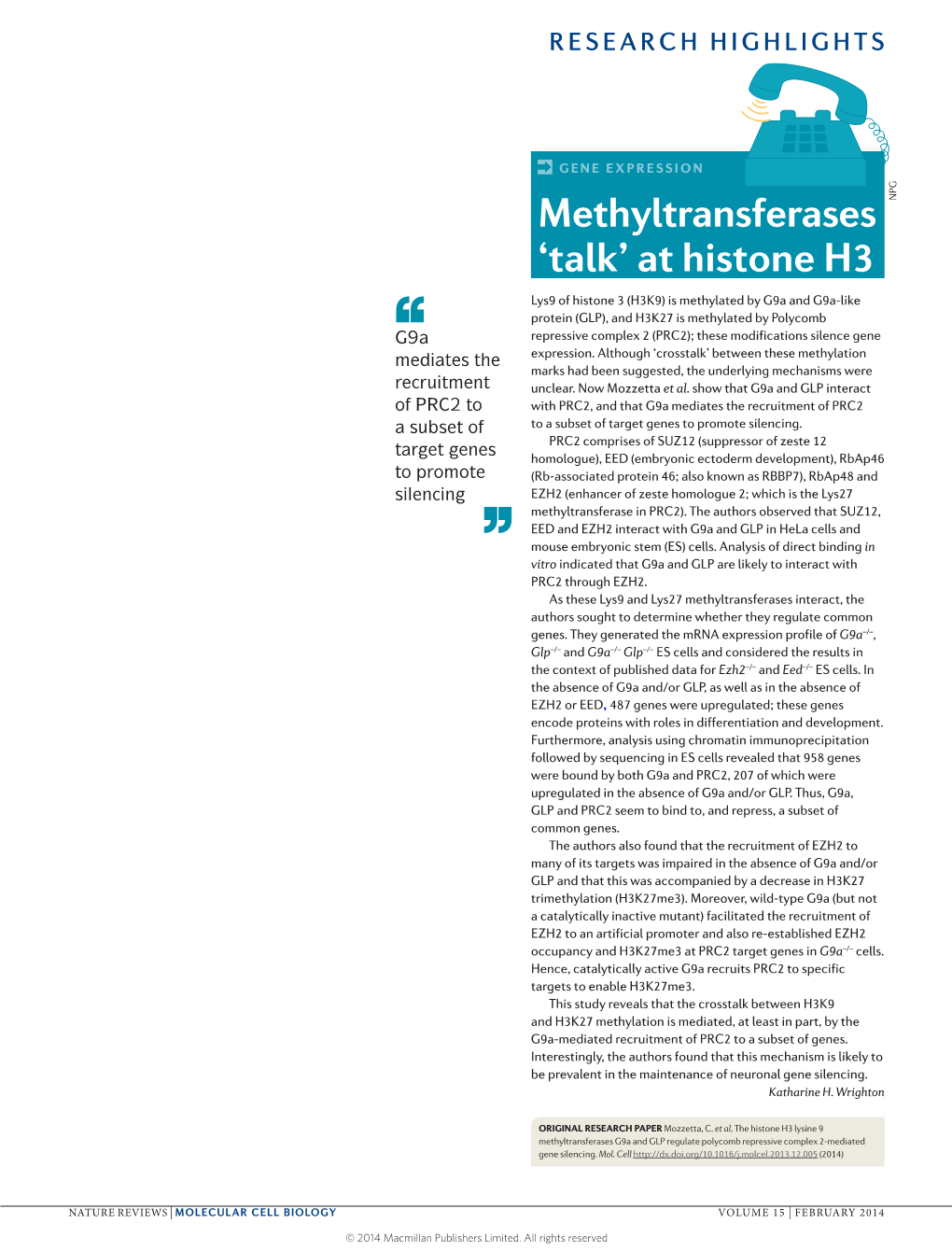 Methyltransferases' Talk'at Histone H3