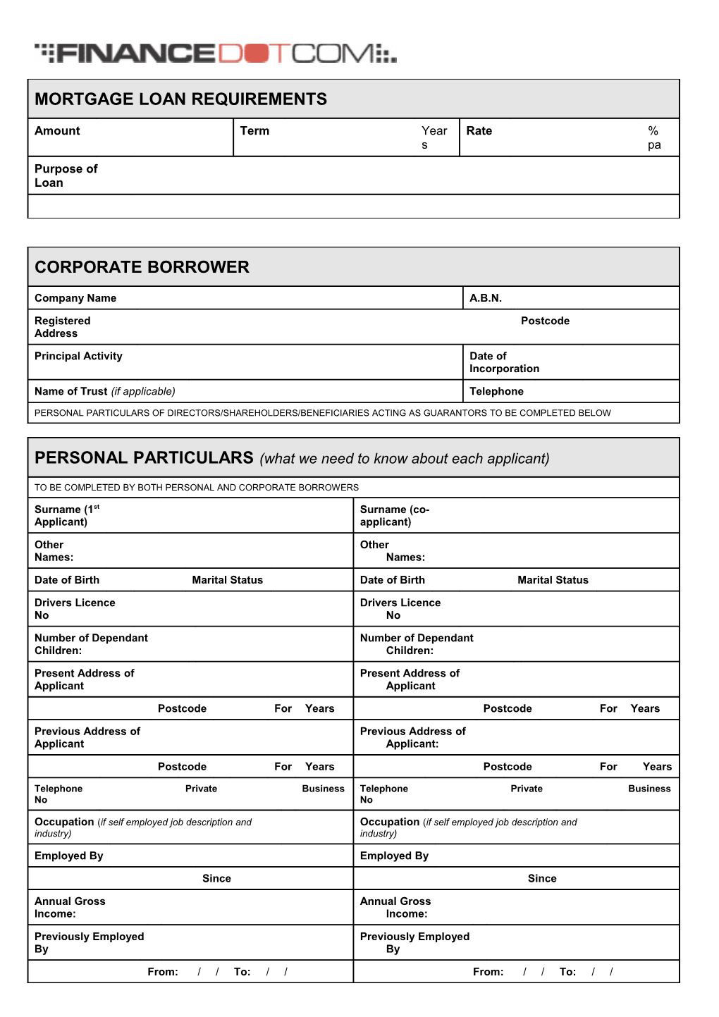 Prudential Finance Loan Application