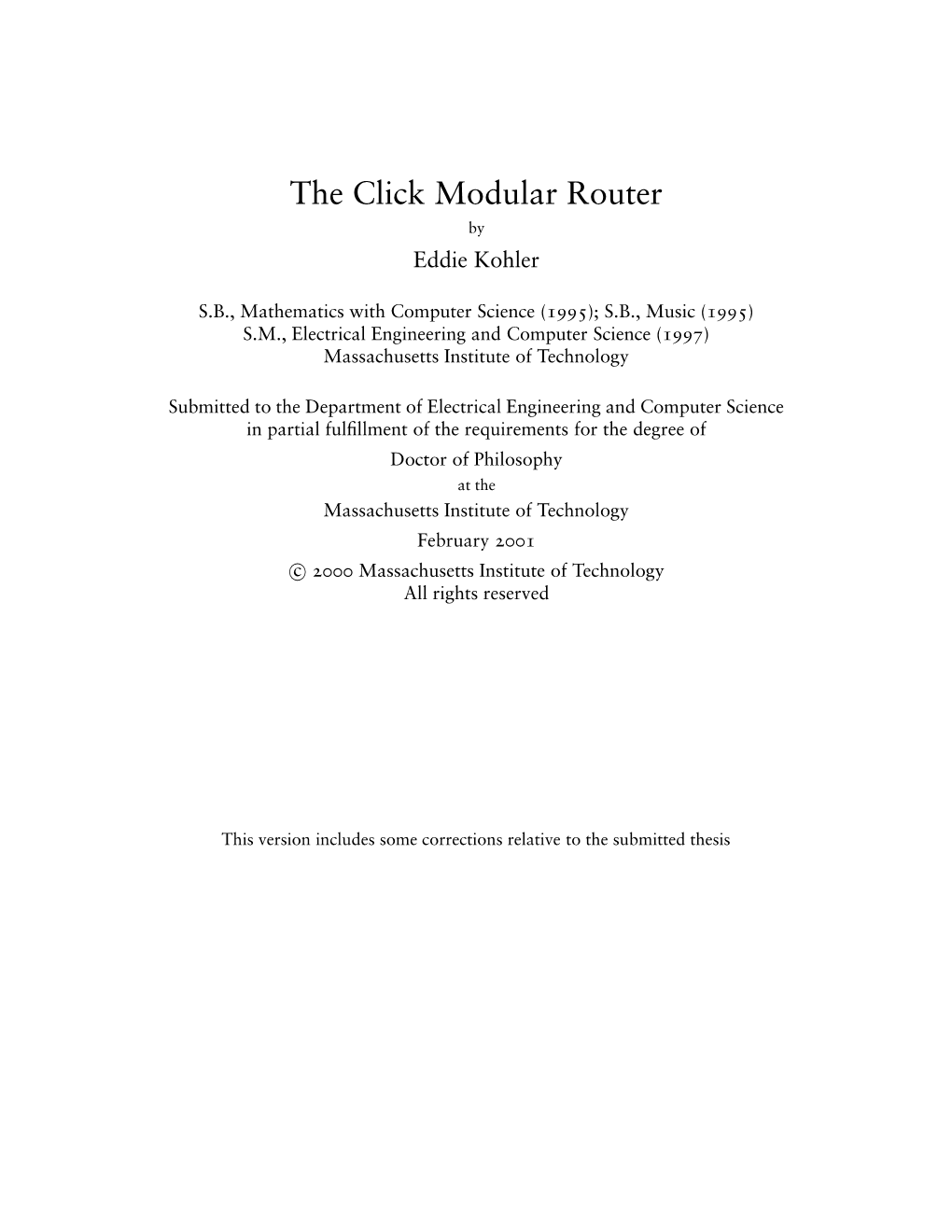 The Click Modular Router by Eddie Kohler
