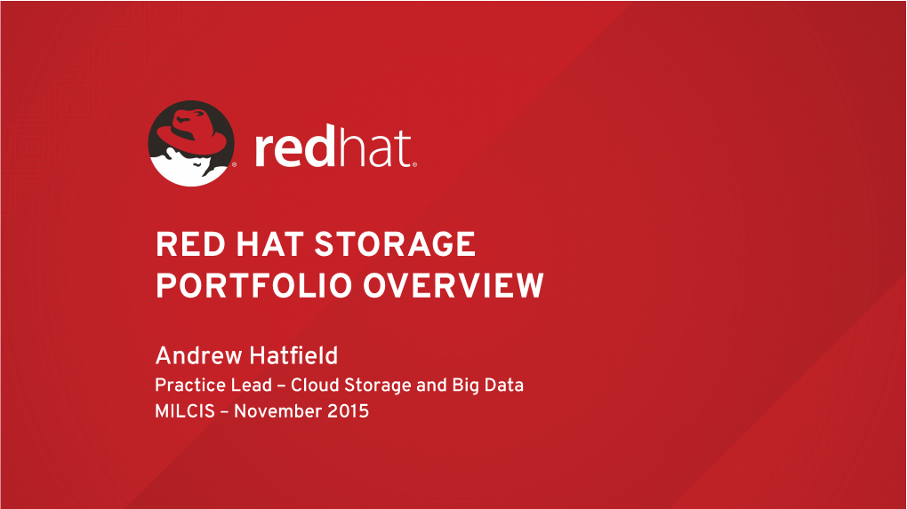 Red Hat Storage Portfolio Overview