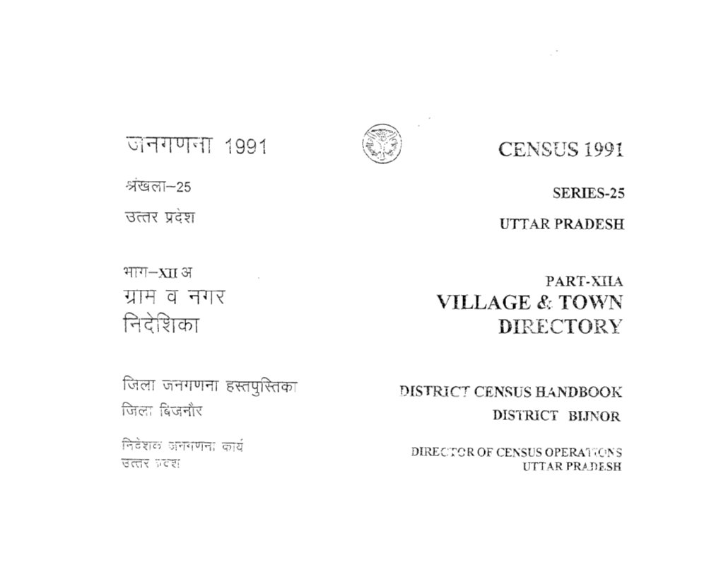 District Census Handbook District, Bijor, Part XII-A, Series-25, Uttar