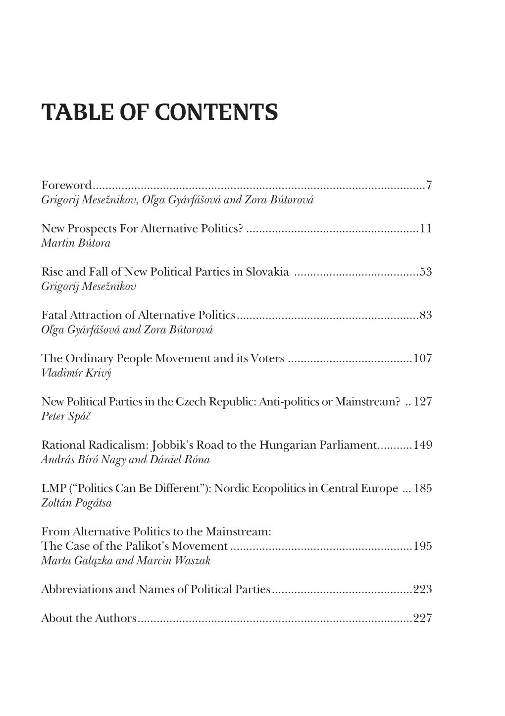 Table of Contents