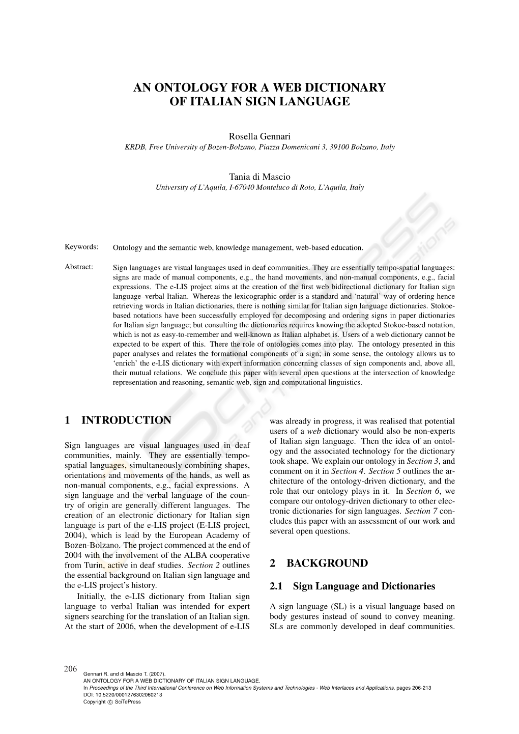 An Ontology for a Web Dictionary of Italian Sign Language