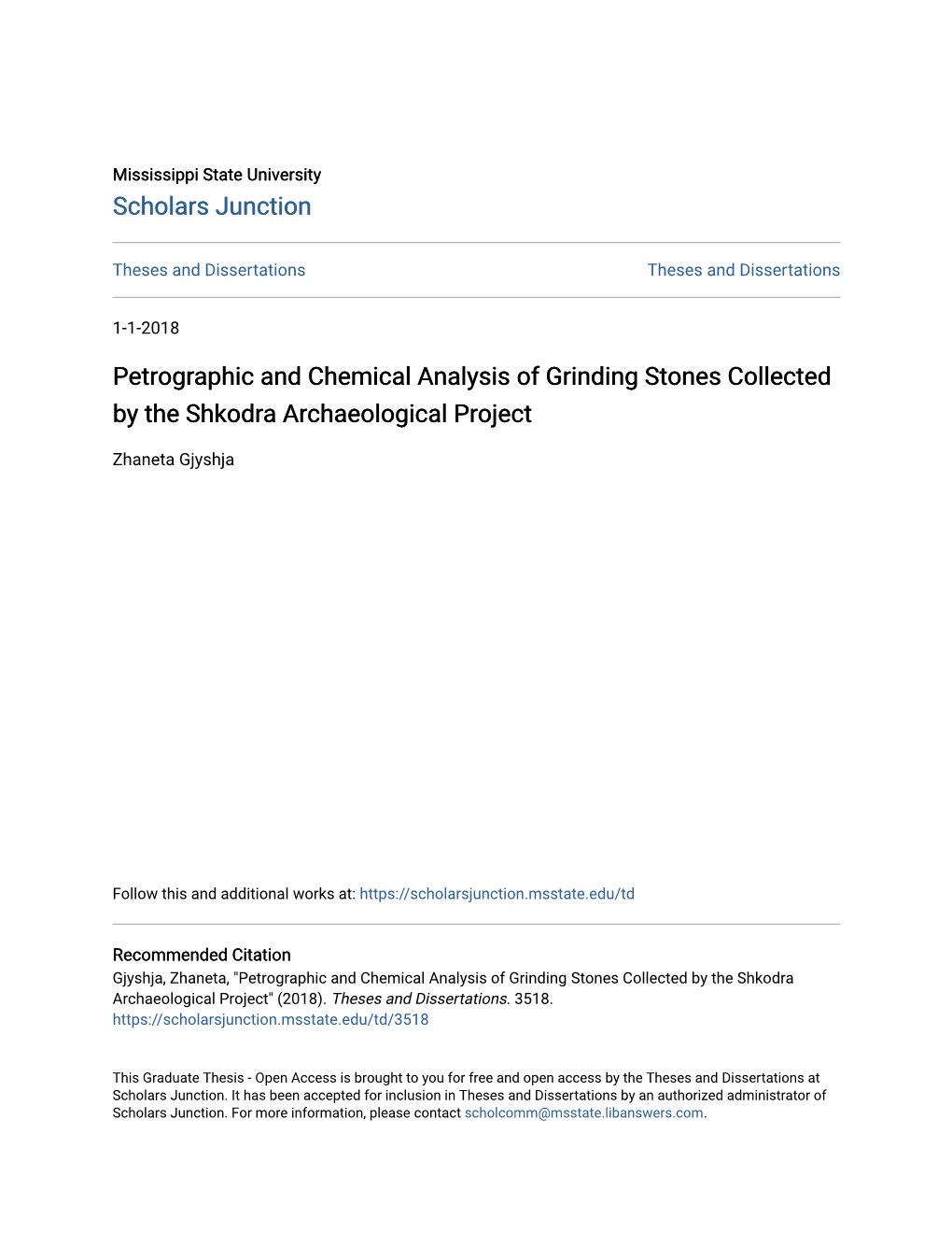 Petrographic and Chemical Analysis of Grinding Stones Collected by the Shkodra Archaeological Project