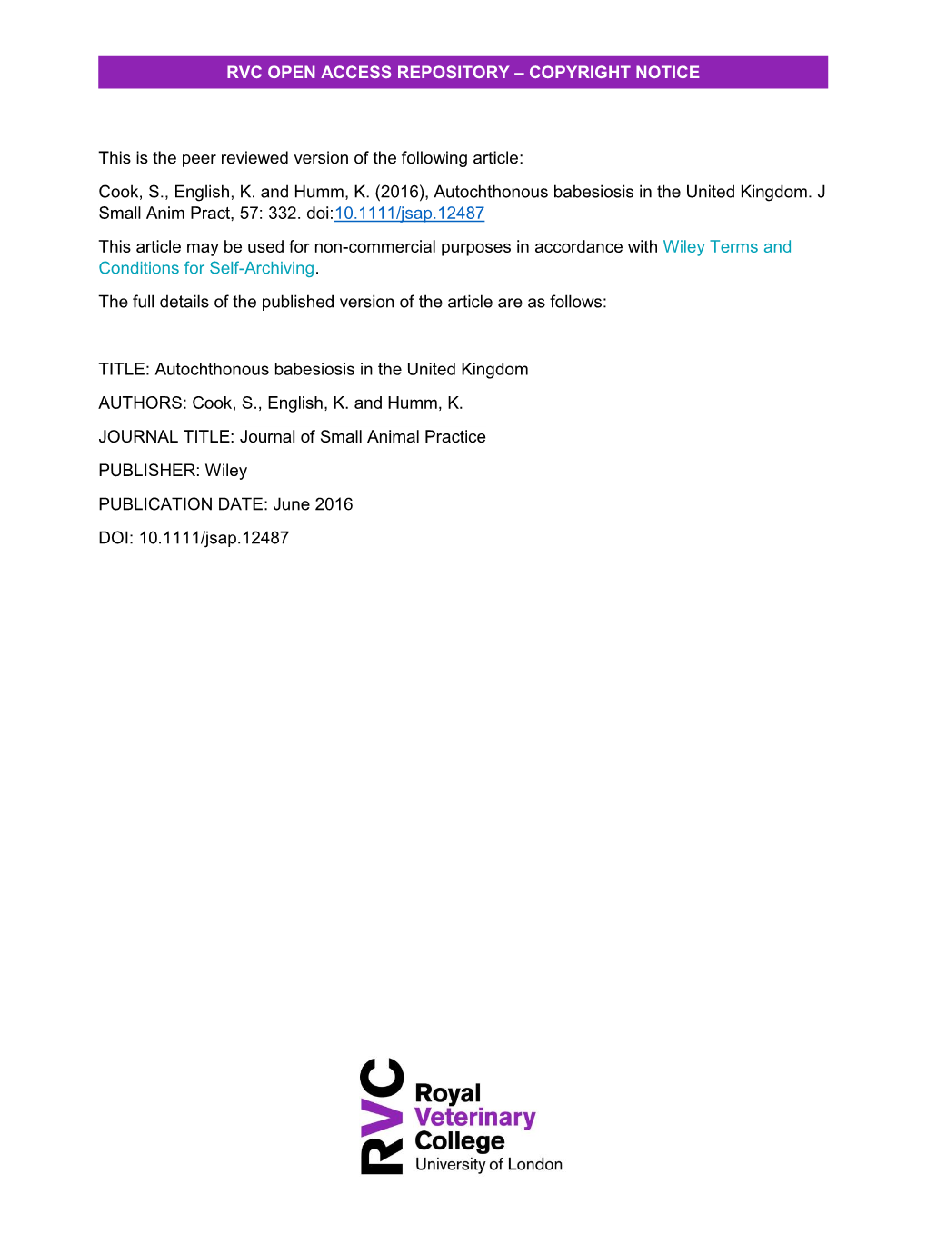 Autochthonous Babesiosis in the United Kingdom