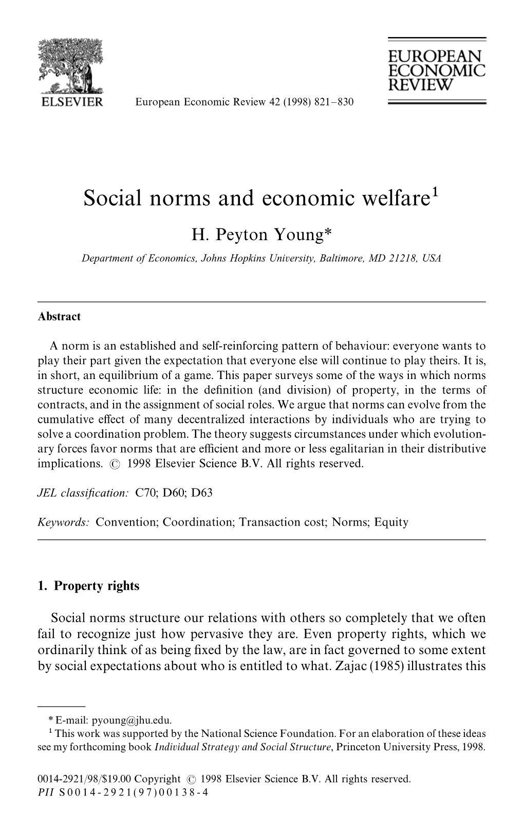 Social Norms and Economic Welfare H