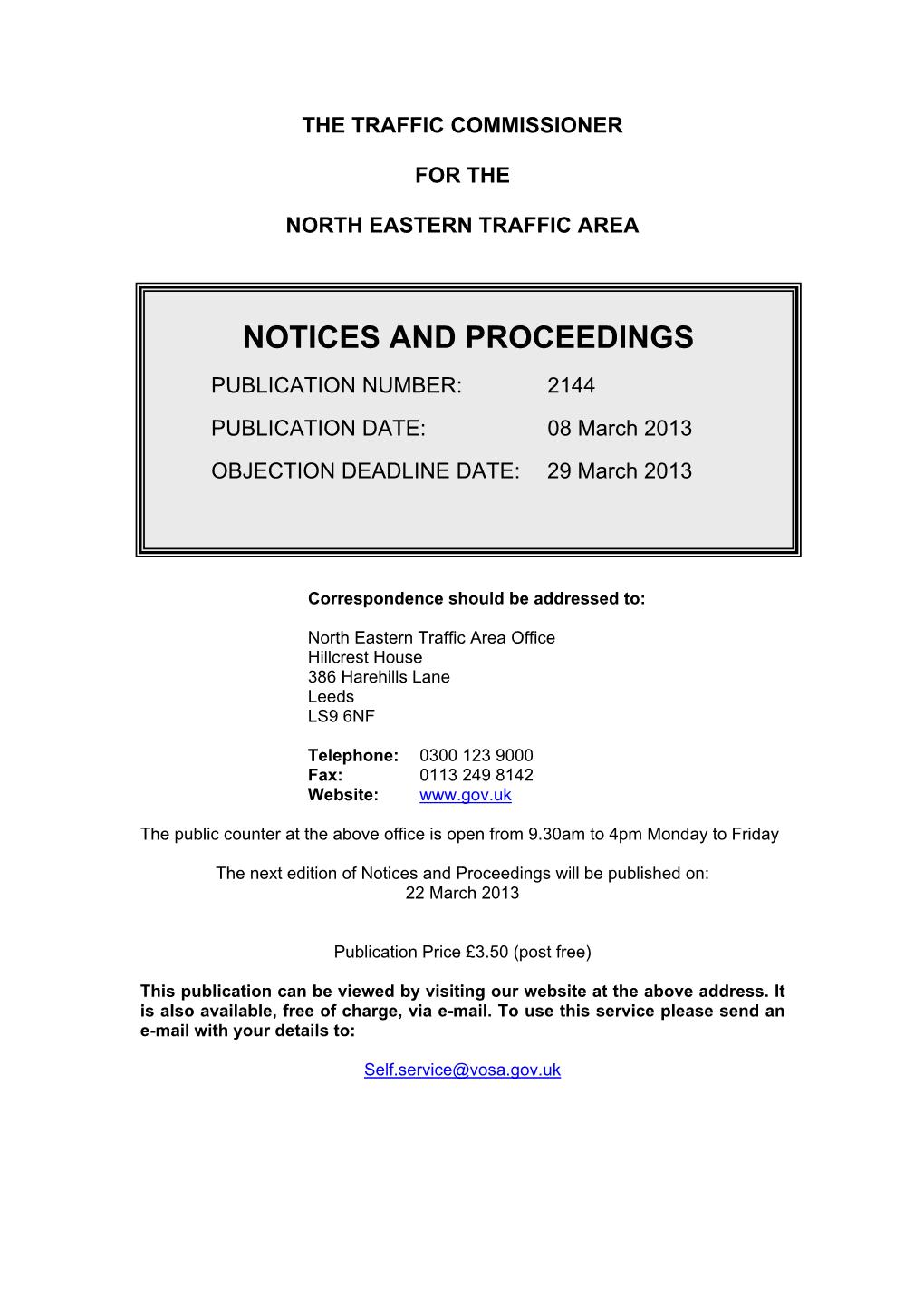 Notices and Proceedings