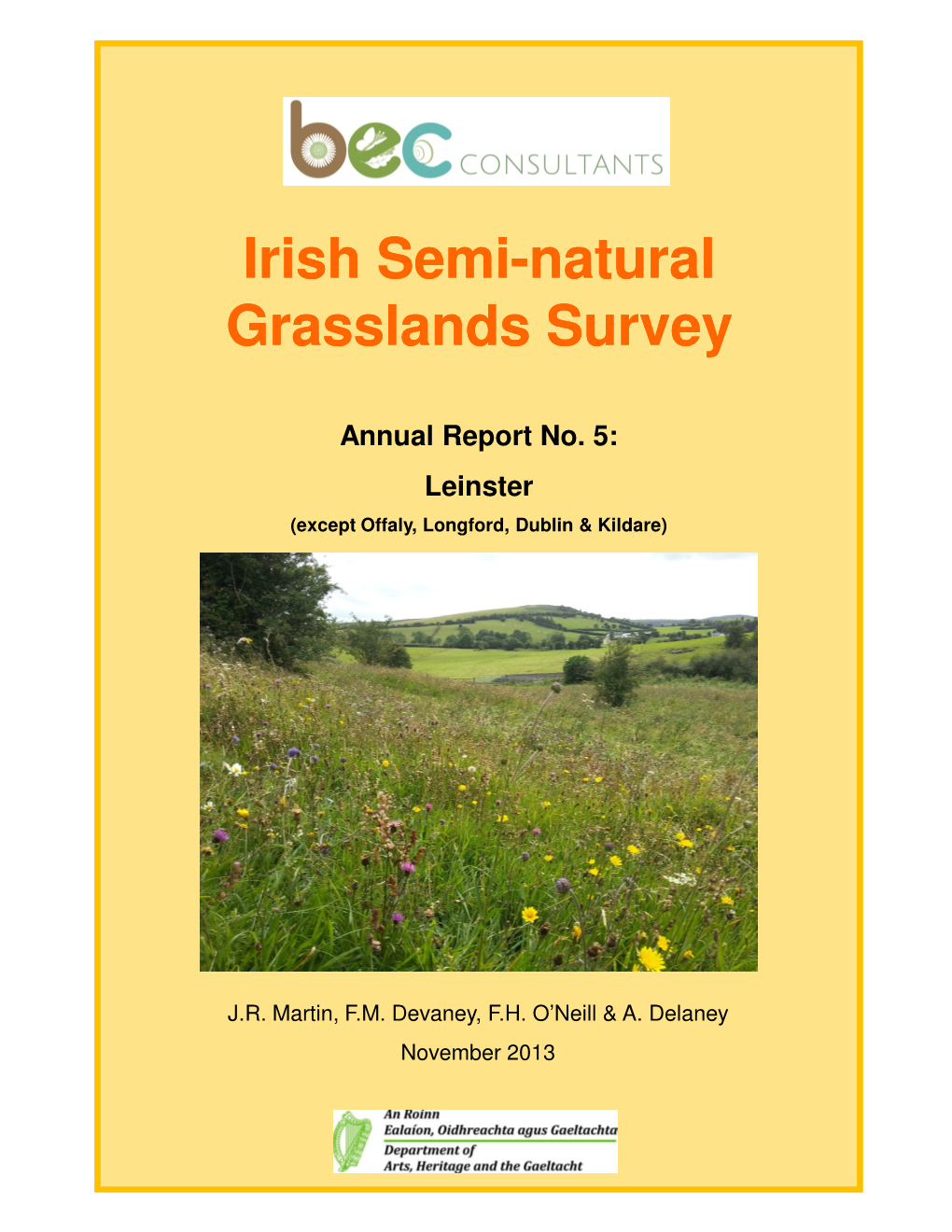 Irish Semi-Natural Grasslands Survey: Leinster (Except Offaly, Longford, Dublin and Kildare) – BEC Consultants 2013