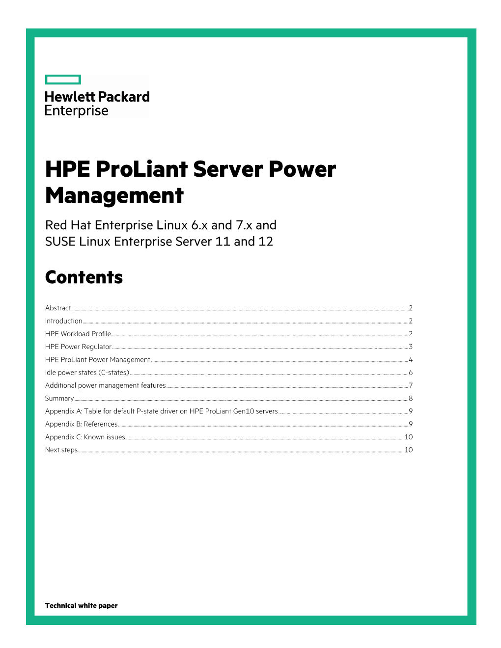 Gen10 HPE Proliant Server Power Management Technical White Paper