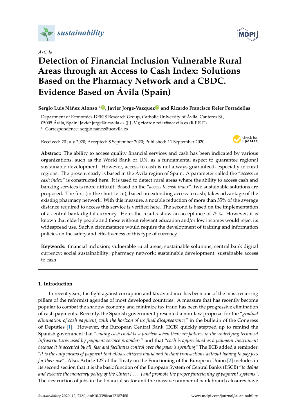 Detection of Financial Inclusion Vulnerable Rural Areas Through an Access to Cash Index: Solutions Based on the Pharmacy Network and a CBDC