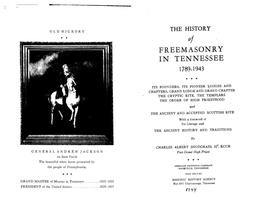 Freemasonry in Tennessee 1789
