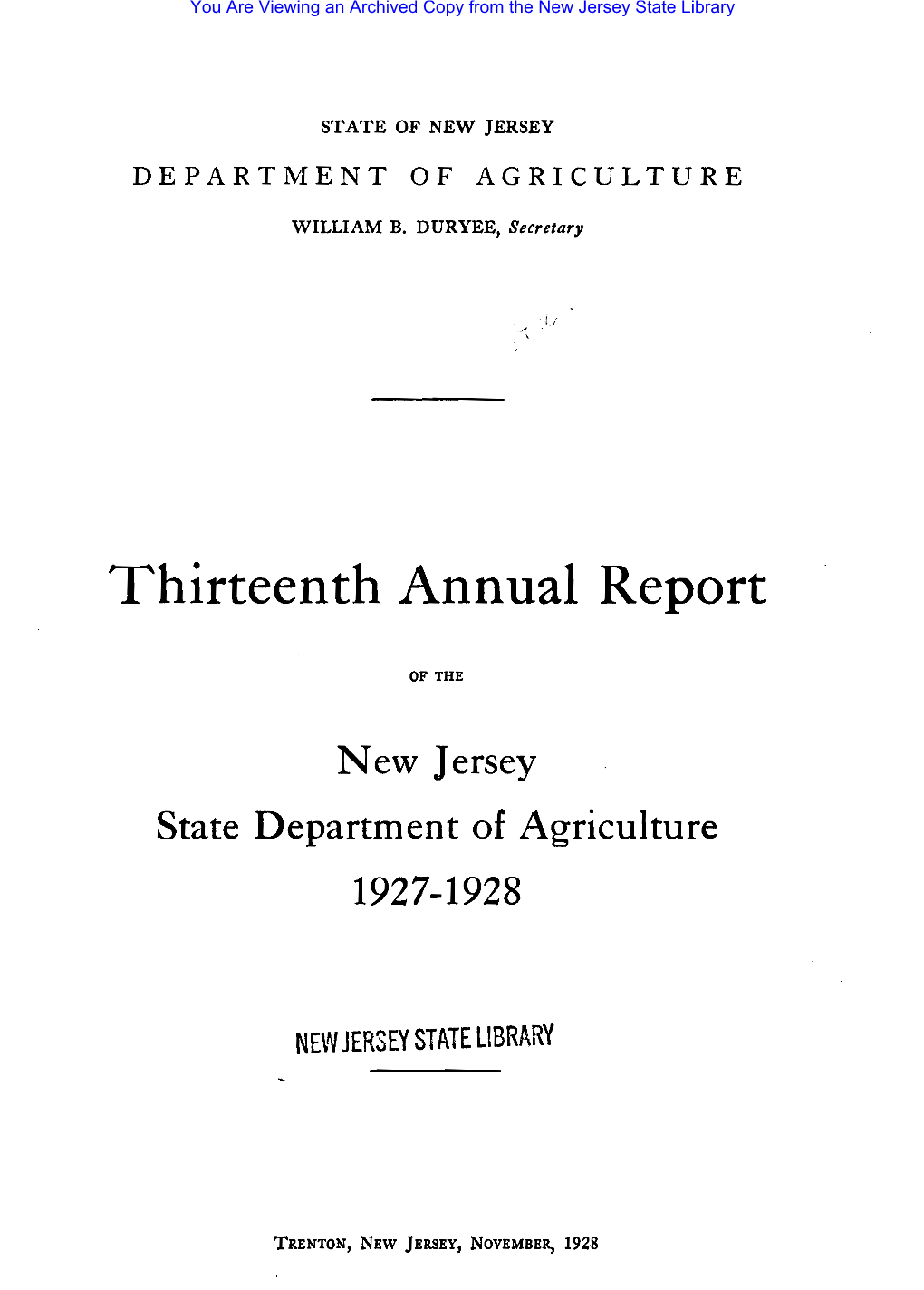 Thirteenth Annual Report