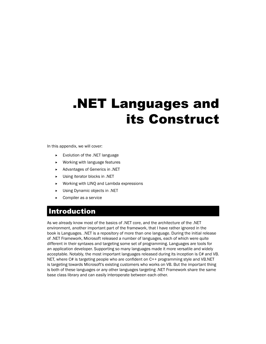 NET Languages and Its Construct