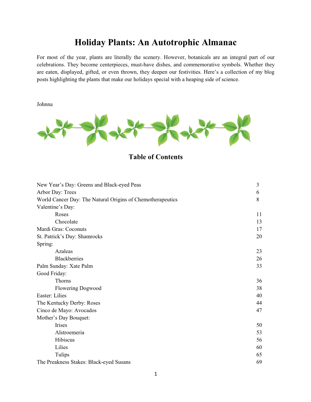 Holiday Plants: an Autotrophic Almanac