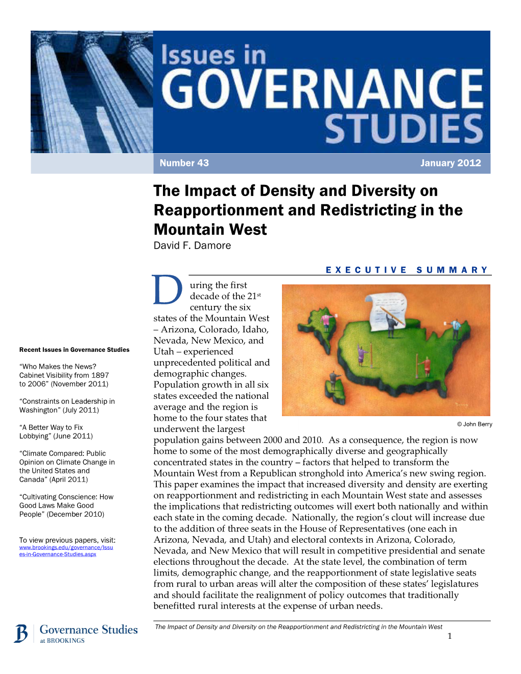 The Impact of Density and Diversity on Reapportionment and Redistricting in the Mountain West David F