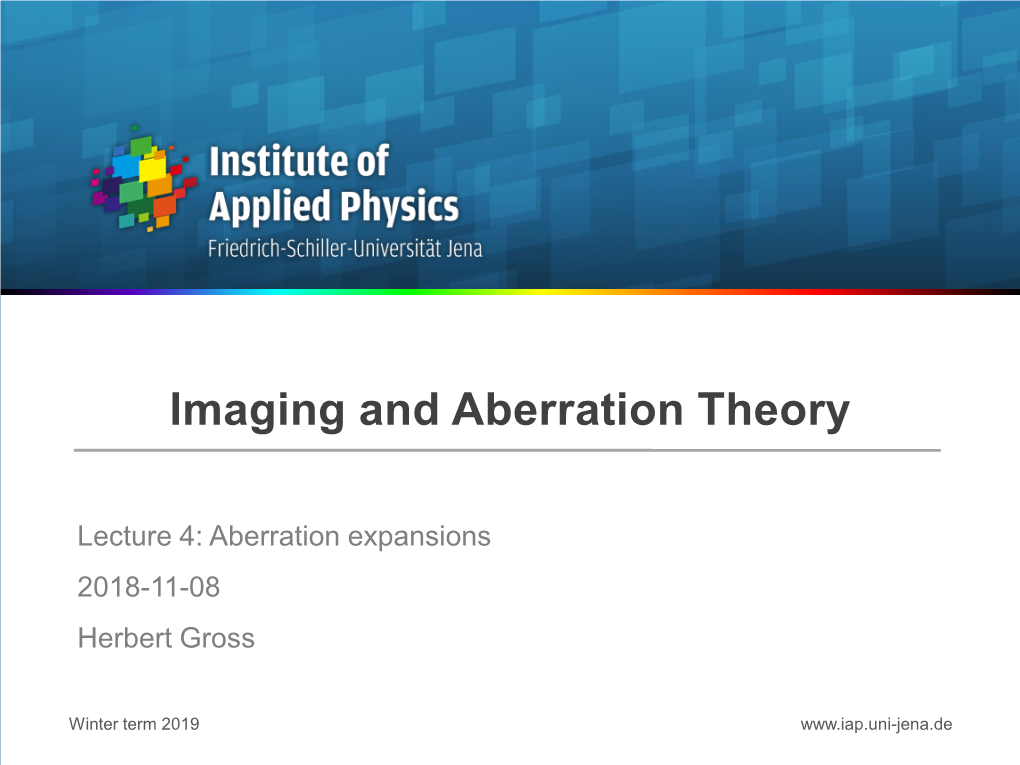 Imaging and Aberration Theory