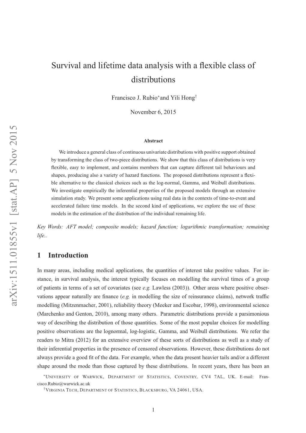 Survival and Lifetime Data Analysis with a Flexible Class of Distributions
