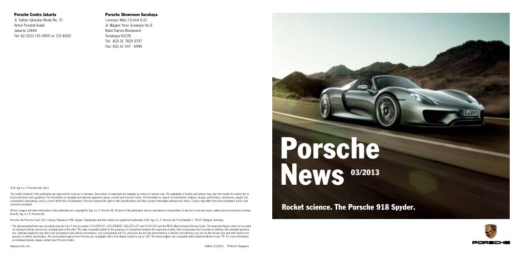 News 03/2013 Rocket Science. the Porsche 918 Spyder