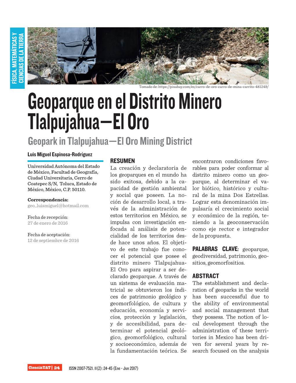 Geoparque En El Distrito Minero Tlalpujahua—El