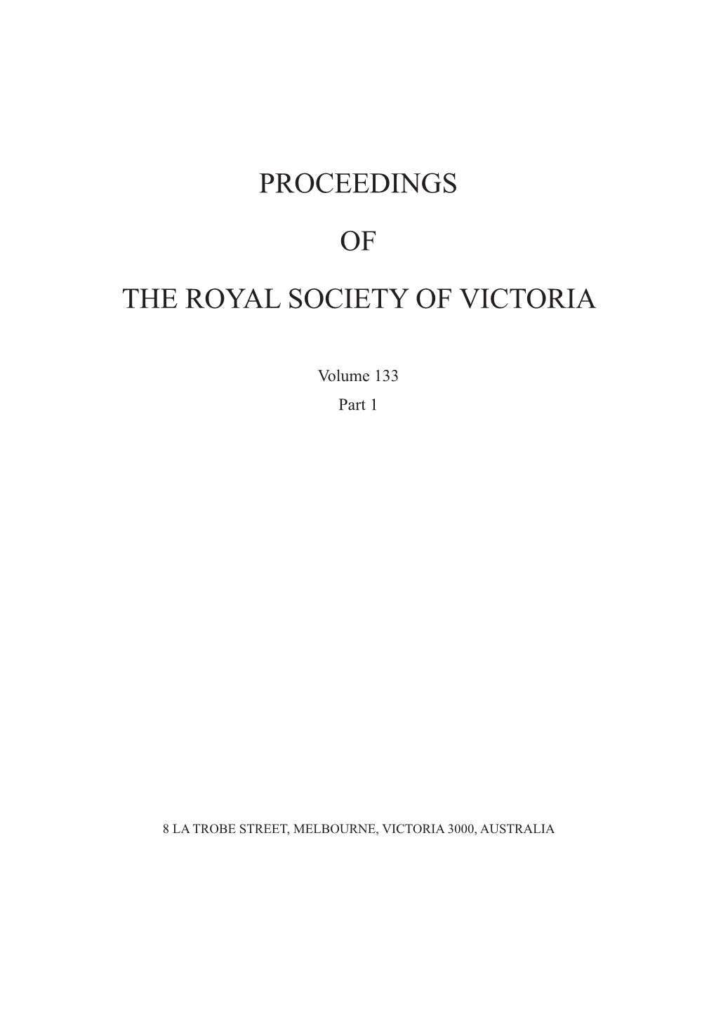 Proceedings of the Royal Society of Victoria