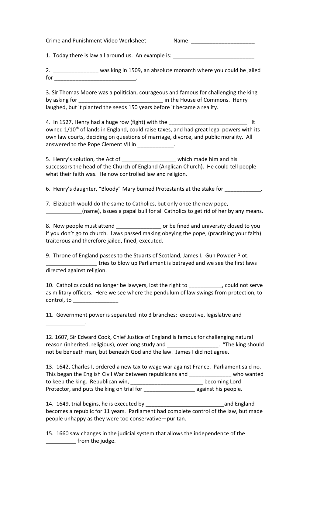 Crime And Punishment Video Worksheet