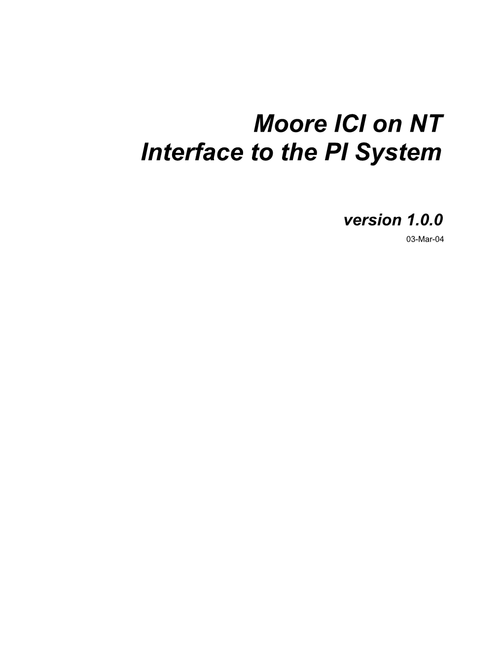 Moore ICI on NT Interface to the PI System