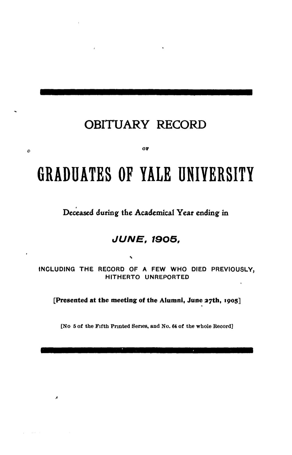 1904-1905 Obituary Record of Graduates of Yale University