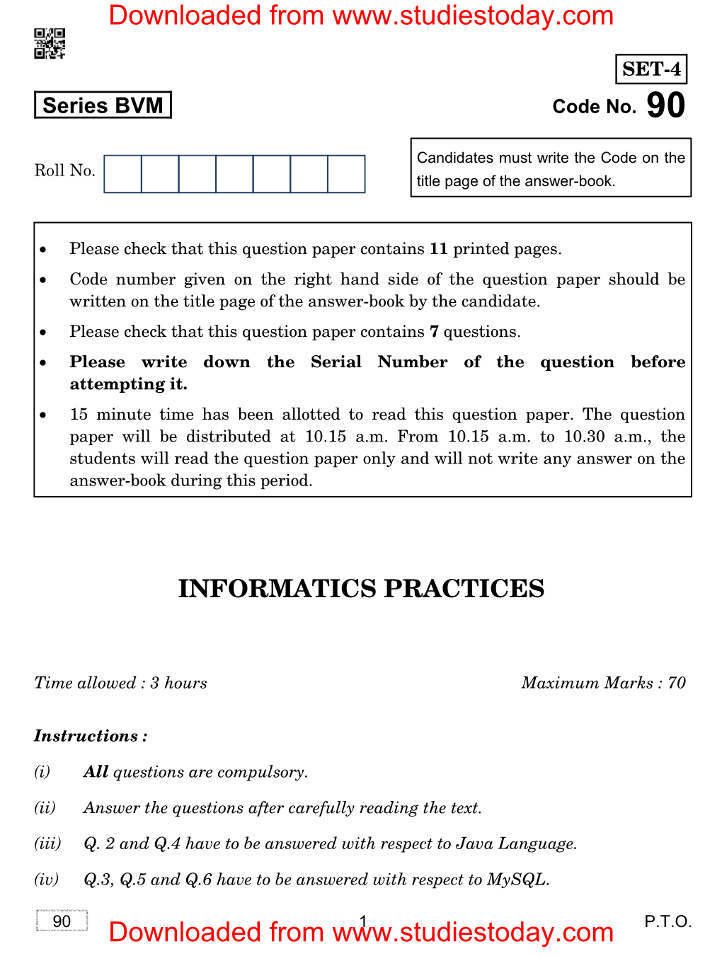 Series BVM Code No