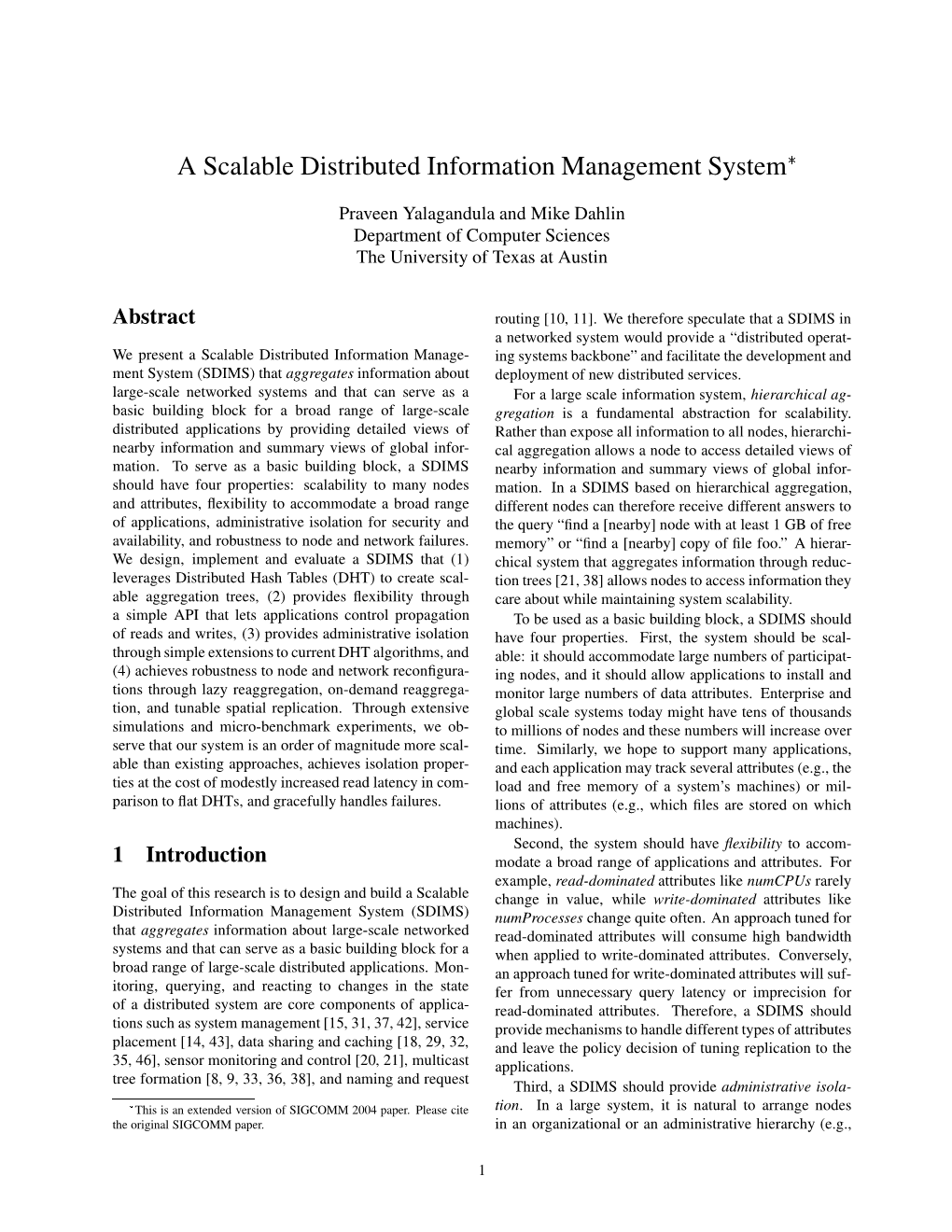 A Scalable Distributed Information Management System