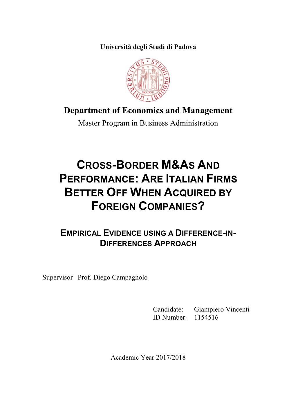 Cross-Border M&As