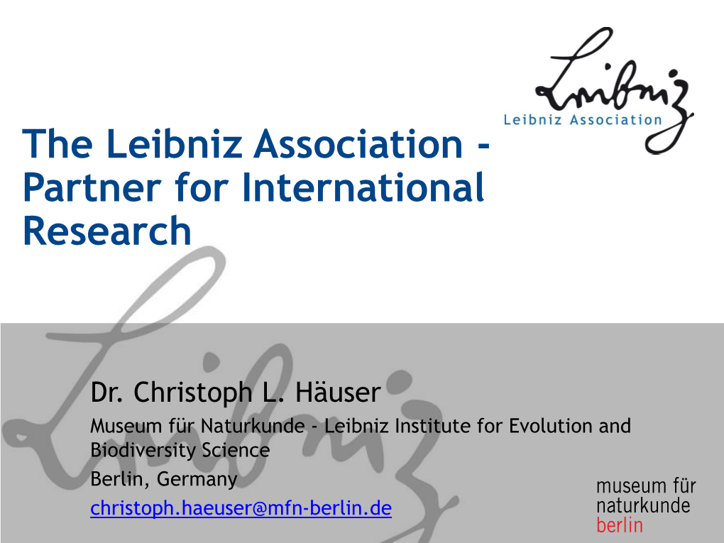 The Leibniz Association - Partner for International Research