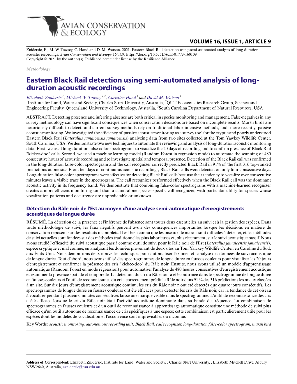 Eastern Black Rail Detection Using Semi-Automated Analysis of Long-Duration Acoustic Recordings