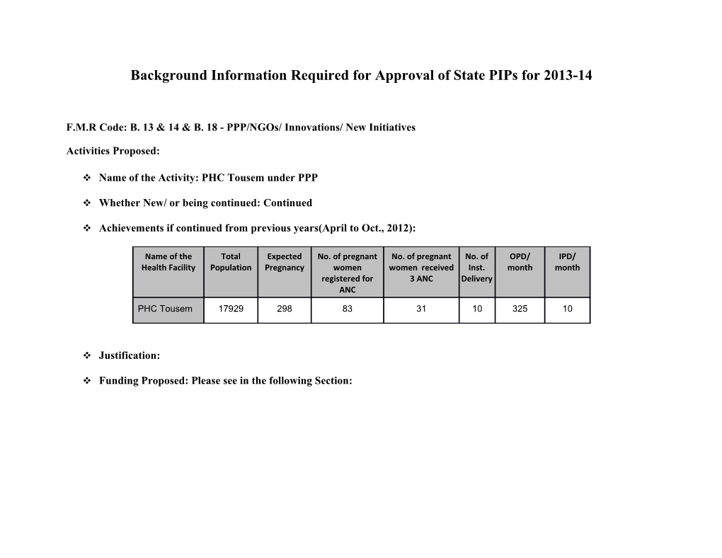 Background Information Required for Approval of State Pips for 2013-14