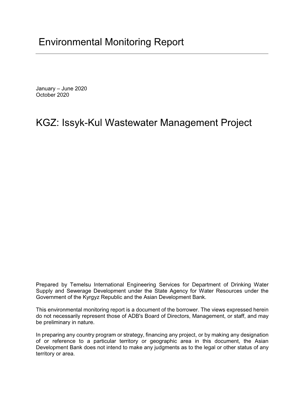 Environmental Monitoring Report KGZ: Issyk-Kul Wastewater