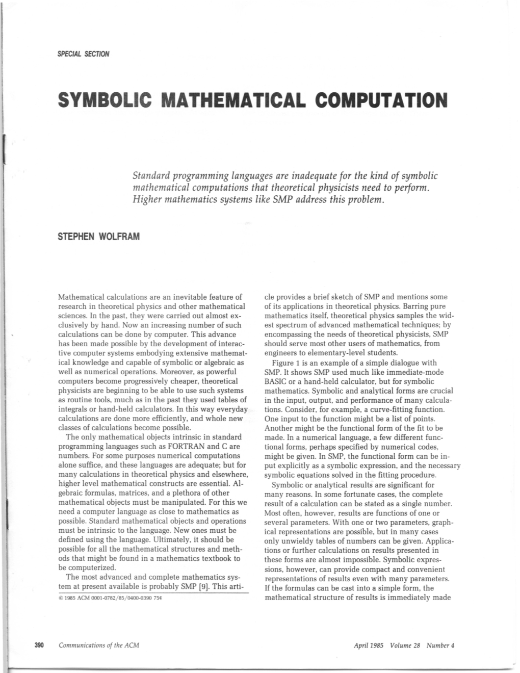 Symbolic Mathematical Computation