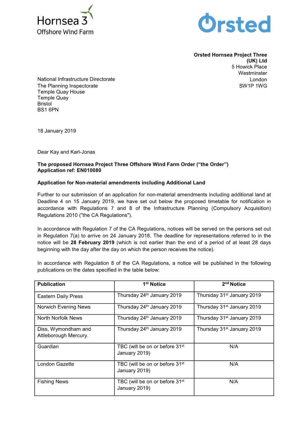 National Infrastructure Directorate the Planning Inspectorate Temple