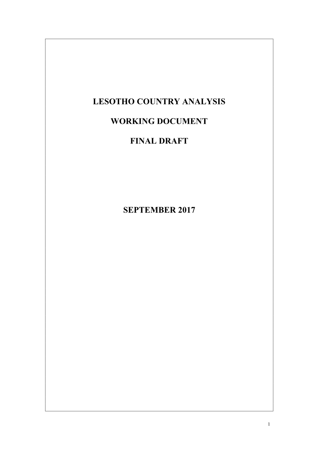 Lesotho Country Analysis Working Document Final Draft September 2017