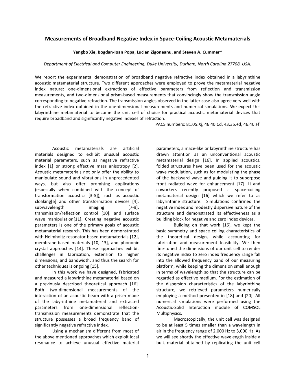 Measurements of Broadband Negative Index in Space-Coiling Acoustic Metamaterials