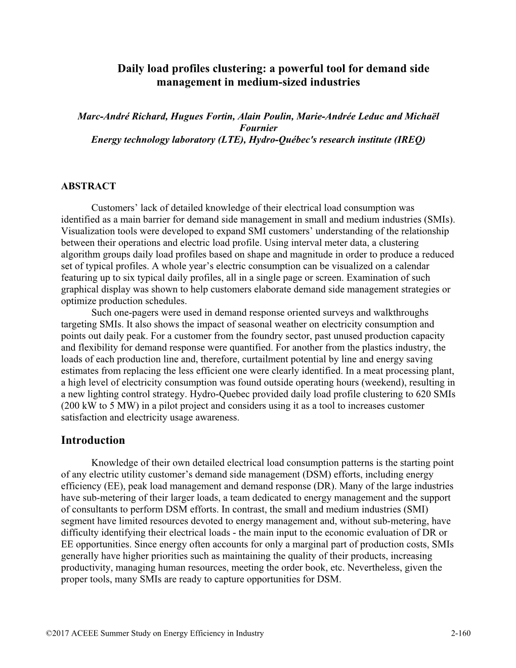 Daily Load Profiles Clustering: a Powerful Tool for Demand Side Management in Medium-Sized Industries