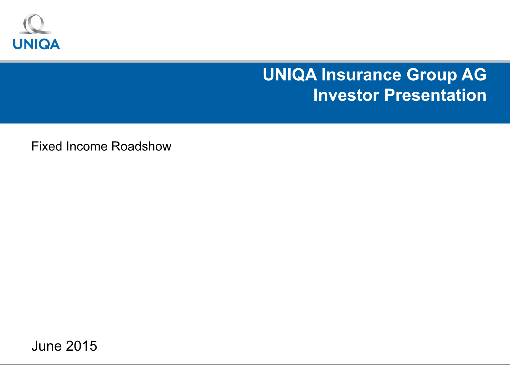 UNIQA Insurance Group AG Investor Presentation