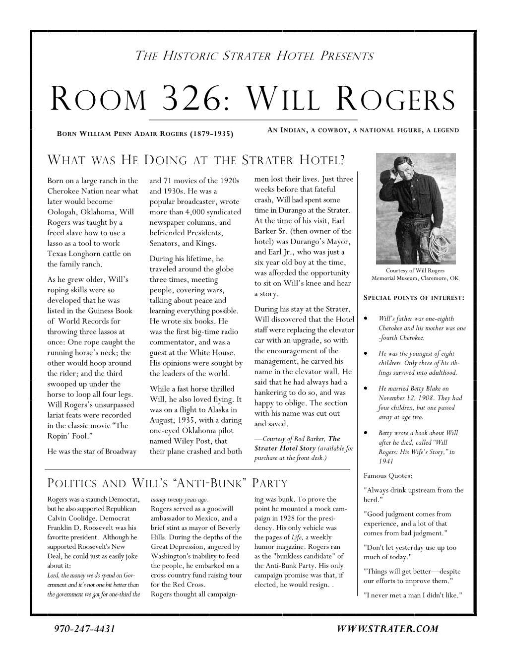 Room 326: Will Rogers