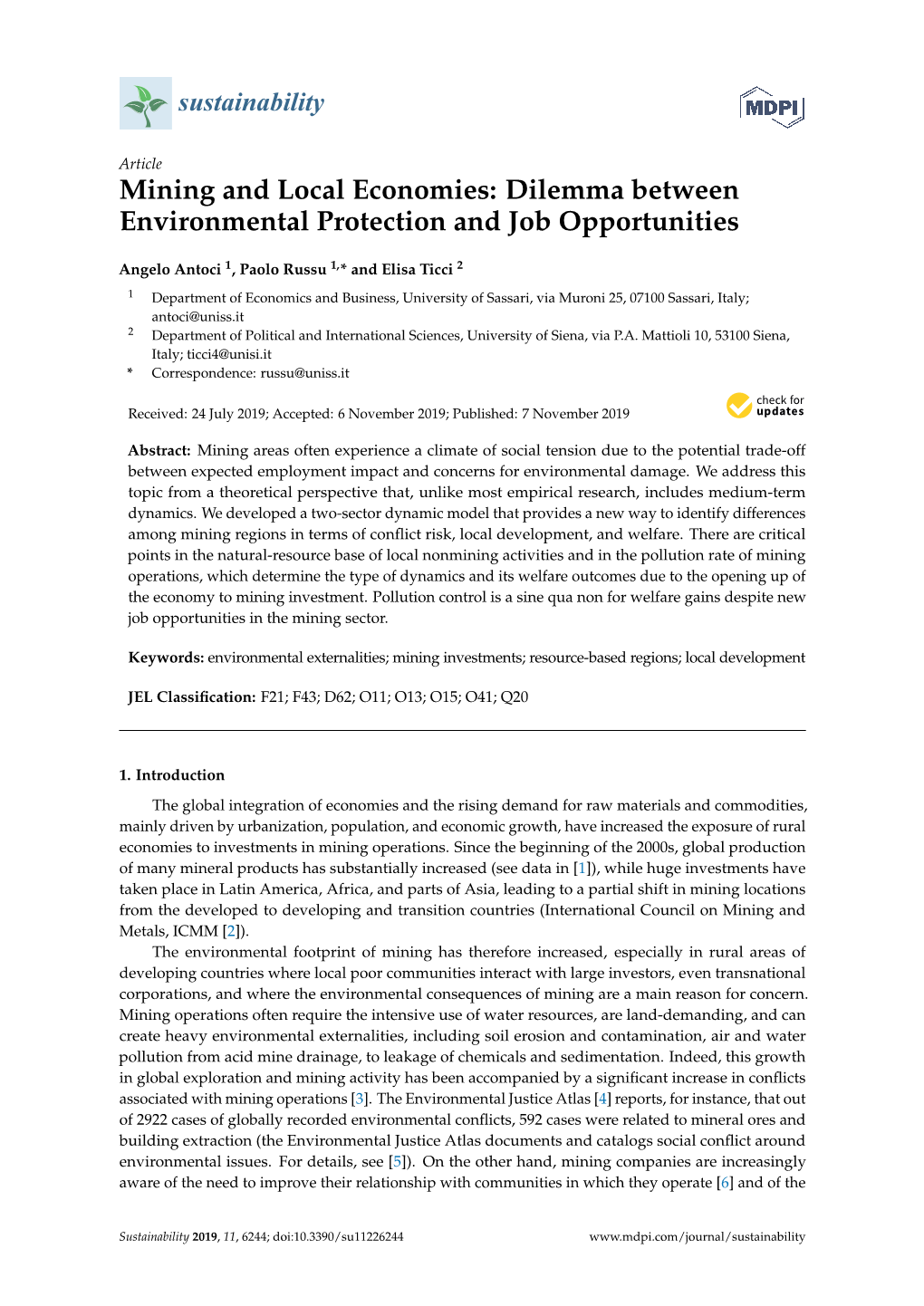 Mining and Local Economies: Dilemma Between Environmental Protection and Job Opportunities