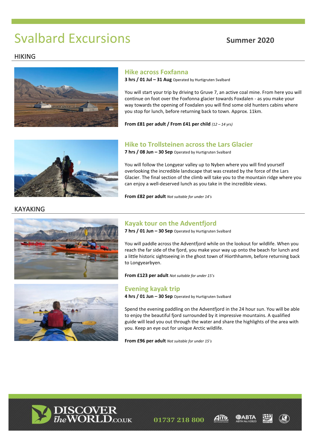 Svalbard Excursions Summer 2020