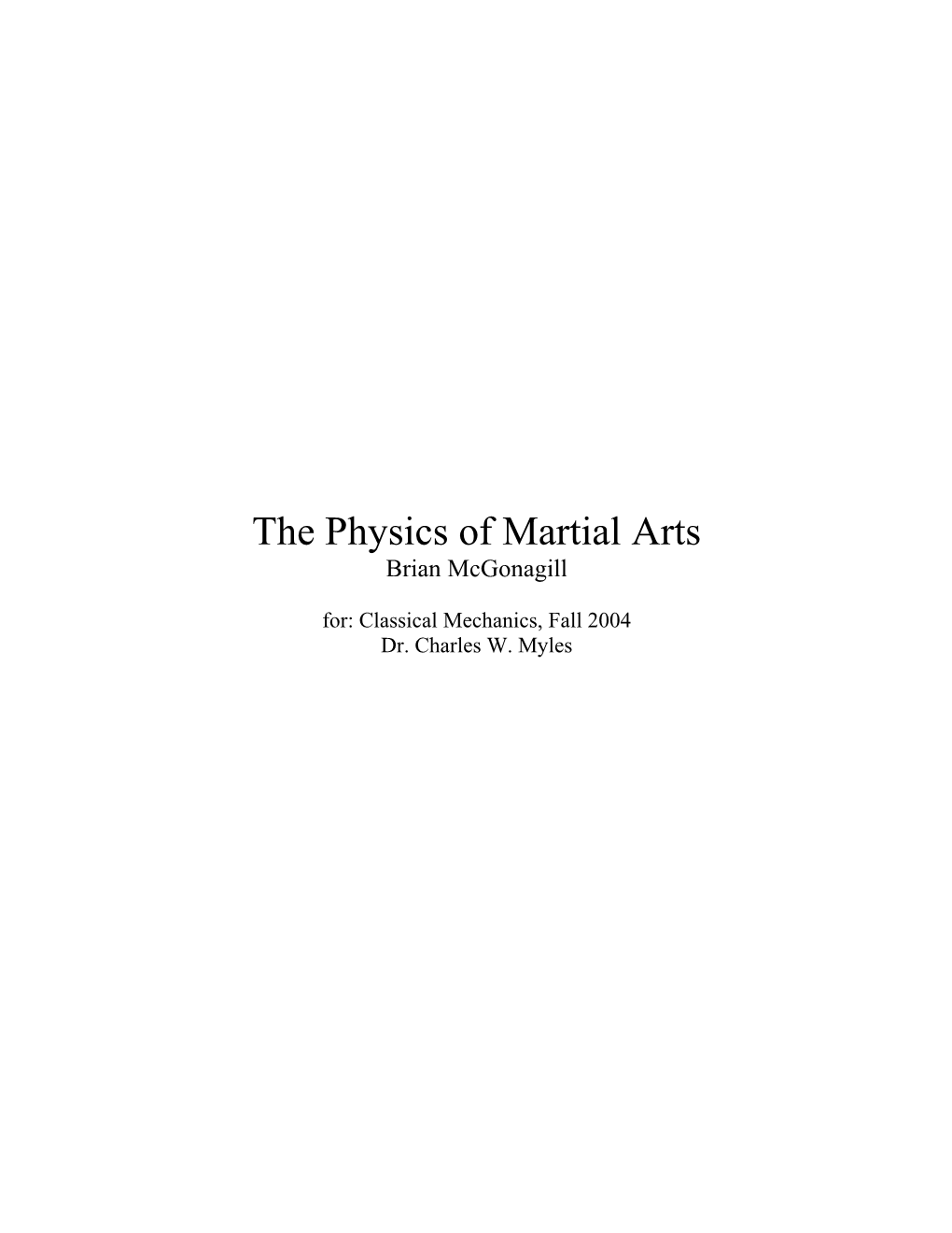 The Physics of Martial Arts