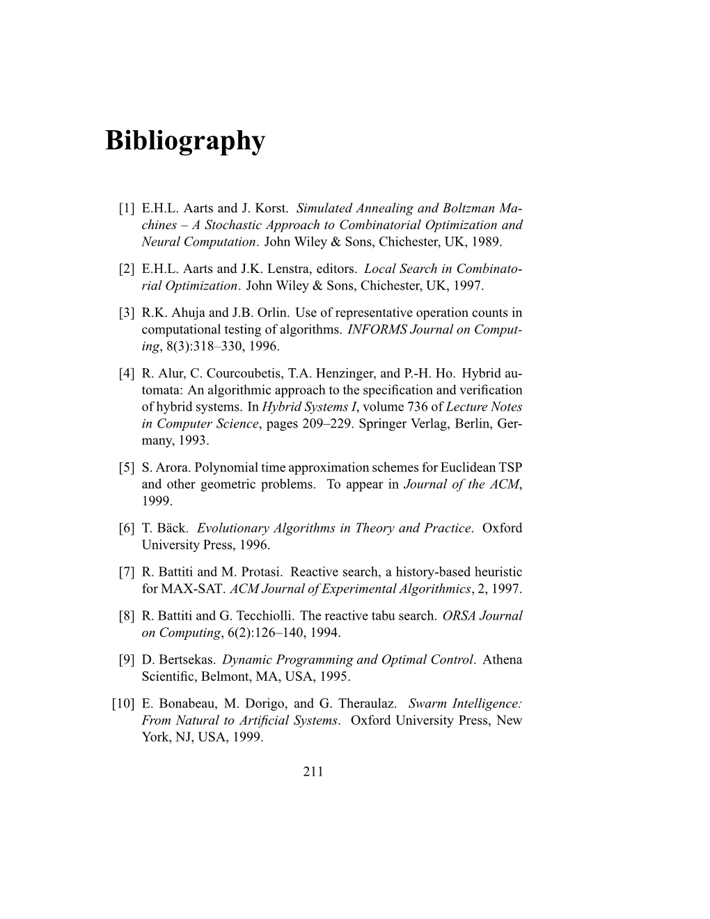 SLS Book, Draft of Bibliography