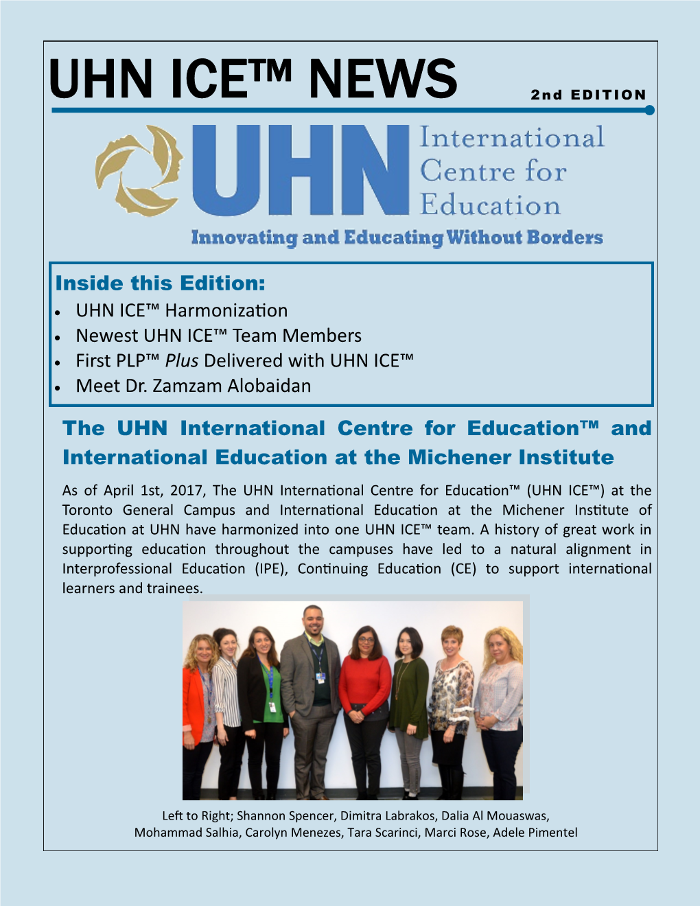 UHN ICE™ NEWS 2Nd EDITION