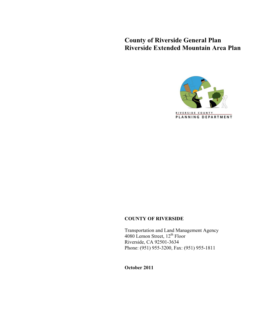 County of Riverside General Plan Riverside Extended Mountain Area Plan