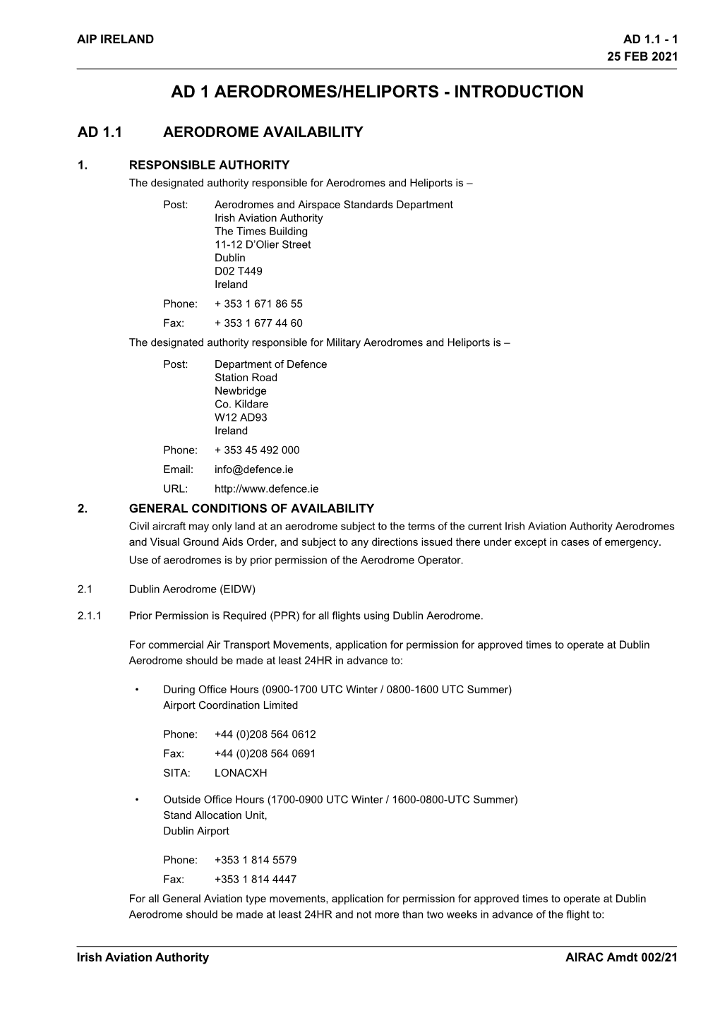 Ad 1 Aerodromes/Heliports - Introduction